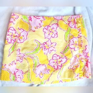 Lilly Pulitzer Yellow Floral Miniskirt size 8